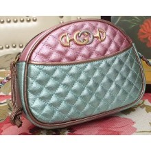 Gucci Laminated Leather Small Bag 510388 Metallic Pink/Green 2019