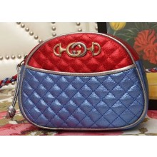 Gucci Laminated Leather Small Bag 510388 Metallic Red/Blue 2019