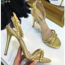Valentino Heel 10cm Rockstud Around Sandals Gold 2019