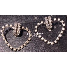 Saint Laurent Smoking Love Earrings In Brass And Crystals 565172