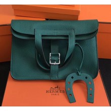 Hermes Halzan Togo Calfskin Leather Bag Green