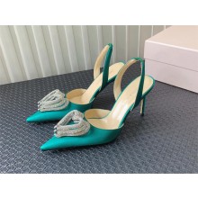 Mach & Mach Triple Heart embellished satin pumps green 2023