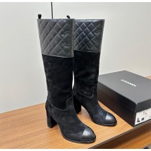 Chanel Heel 7cm Calfskin High Boots G45200 Suede Black 2023