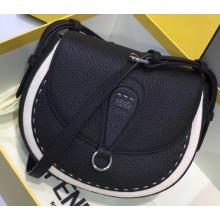 Fendi Round Stitched Saddle Bag Black 2019