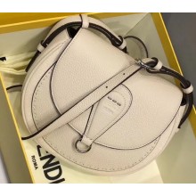 Fendi Round Stitched Saddle Bag Off White 2019