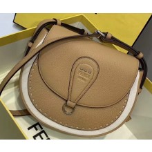 Fendi Round Stitched Saddle Bag Apricot 2019