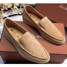 Loro Piana Suede Summer Walk Moccasin Nude