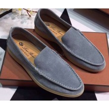 Loro Piana Suede Summer Walk Moccasin Gray