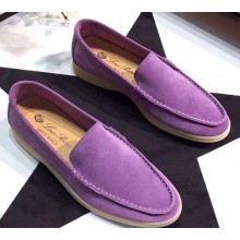Loro Piana Suede Summer Walk Moccasin Purple