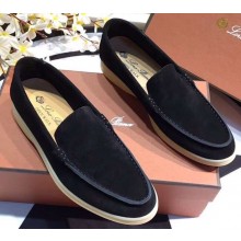 Loro Piana Suede Summer Walk Moccasin Black