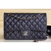 Chanel Pearl Caviar Calfskin Medium Classic Flap Bag A1112 Iron Gray