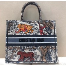 Dior Book Tote Bag In Toile de Jouy motif Embroidered Multicolor 2019