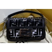 Fendi All-Over FF Logo Mini Baguette Bag in PU Black 2019