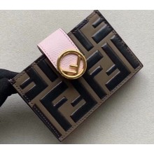 Fendi FF Logo Leather Card Holder Pink 2019