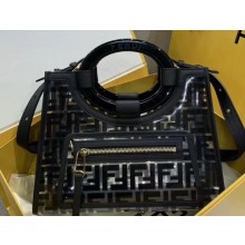 Fendi FF Logo Runaway Small Shopper Tote Bag in PU Black 2019