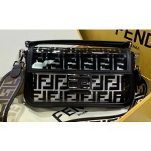 Fendi All-Over FF Logo Medium Baguette Bag in PU Black 2019