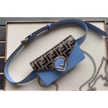 Fendi FF Logo Leather Belt Bag Sky Blue 2019