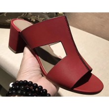 Hermes Heel 5cm Ostia Sandals Red 2019