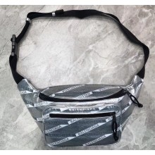 Balenciaga Explorer Belt Pack Bag All Over Logo Monogram Silver