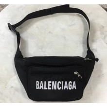 Balenciaga Front Logo Nylon Explorer Belt Pack Bag Black