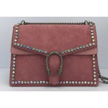 Gucci Crystal Suede Dionysus Medium Shoulder Bag 403348/400235 Pink