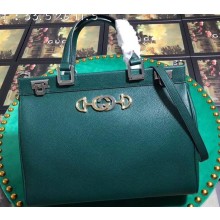 Gucci Zumi Grainy Leather Medium Top Handle Bag 564714 Green 2019