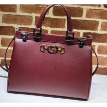 Gucci Zumi Smooth Leather Medium Top Handle Bag 564714 Burgundy 2019