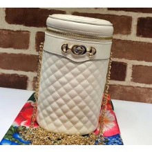 Gucci Interlocking G Horsebit Quilted Leather Belt Bag 572298 White 2019
