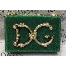 Dolce & Gabbana Baroque DG Girls Shoulder Bag In Leather Glitter Green 2019