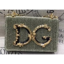 Dolce & Gabbana Baroque DG Girls Shoulder Bag In Leather Glitter Pale Green 2019