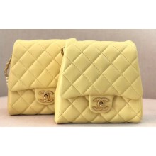 Chanel Lambskin with Imitation Pearls Side Pack Bag AS0614 Yellow 2019