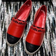 Chanel Lambskin Espadrilles G34431 Red 2019