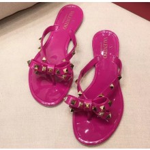 Valentino Rockstud Jelly Bow PVC Thong Flip Flops Fuchsia