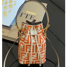 Fendi Mon Tresor FF Logo Mini Bucket Bag Orange 2019