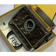 Fendi All-Over FF Logo Medium Kan I Bag in PU Green 2019