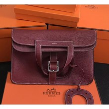 Hermes Halzan Togo Calfskin Leather Bag Burgundy