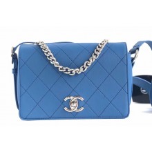 Chanel Quilted Flap Bag with Adjustable Strap AS0574 Blue 2019
