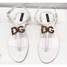 Dolce & Gabbana DG AMORE Thong Sandals White 2019