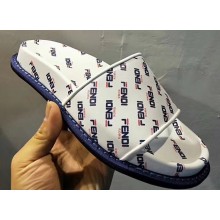 Fendi All Over Mania Logo Slides White 2019