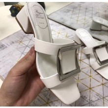 Roger Vivier Metal Buckle Bikiviv' Heel Mules White