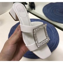 Roger Vivier Strass Buckle Bikiviv' Heel Mules White