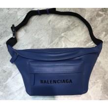 Balenciaga Calfskin Logo Everyday Belt Pack Bag Navy Blue