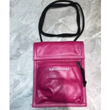 Balenciaga Explorer Pouch Strap Small Crossbody Phone Bag Leather Fuchsia