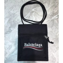 Balenciaga Explorer Pouch Strap Small Crossbody Phone Bag Nylon Political Campain Logo Black