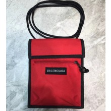 Balenciaga Explorer Pouch Strap Small Crossbody Phone Bag Nylon Black/Red