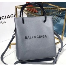 Balenciaga Grained Calfskin Shopping Tote XXS Bag Gray