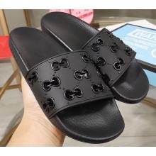 Gucci Rubber GG Slide Sandals Black 2019