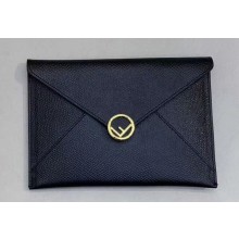 Fendi F is Fendi Geometric Flap Medium Flat Pouch Clutch Bag Black 2019