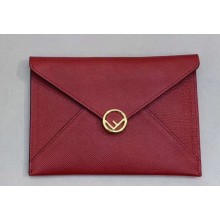 Fendi F is Fendi Geometric Flap Medium Flat Pouch Clutch Bag Red 2019