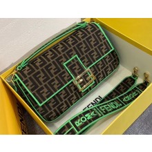 Fendi Roma Amor Fabric FF Motif Large Baguette Bag Brown/Green 2019